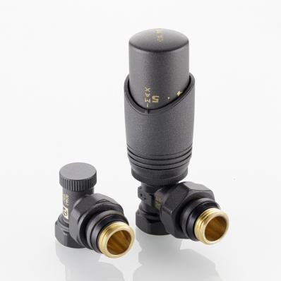 Комплект терморегулирующего оборудования для радиатора угловой (серый)