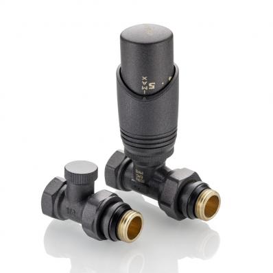 Комплект терморегулирующего оборудования для радиатора прямой (серый)