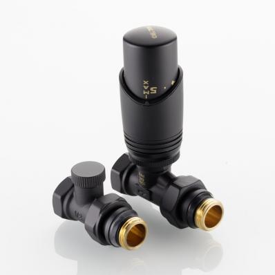 Комплект терморегулирующего оборудования для радиатора угловой (черный)