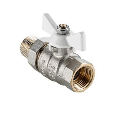 Кран шаровой BASE-ГОСТ  со сгоном с белой рукояткой-бабочкой вн.-нар. DN20, PN40, 3/4