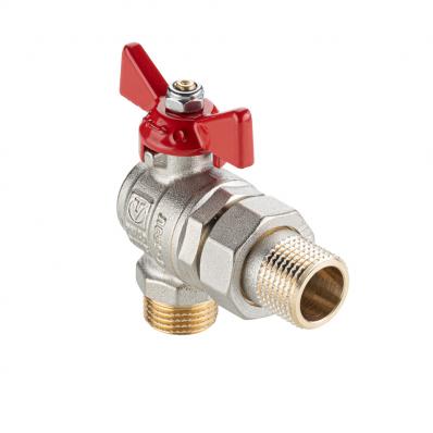 Кран шаровой BASE-ГОСТ угловой со сгоном с рукояткой-бабочкой нар.-нар. DN20, PN40, 3/4