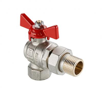 Кран шаровой BASE-ГОСТ угловой со сгоном с рукояткой-бабочкой вн.-нар. DN20, PN40, 3/4